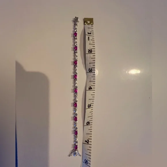 Pink sapphire silver bracelet - Picture 3 of 3